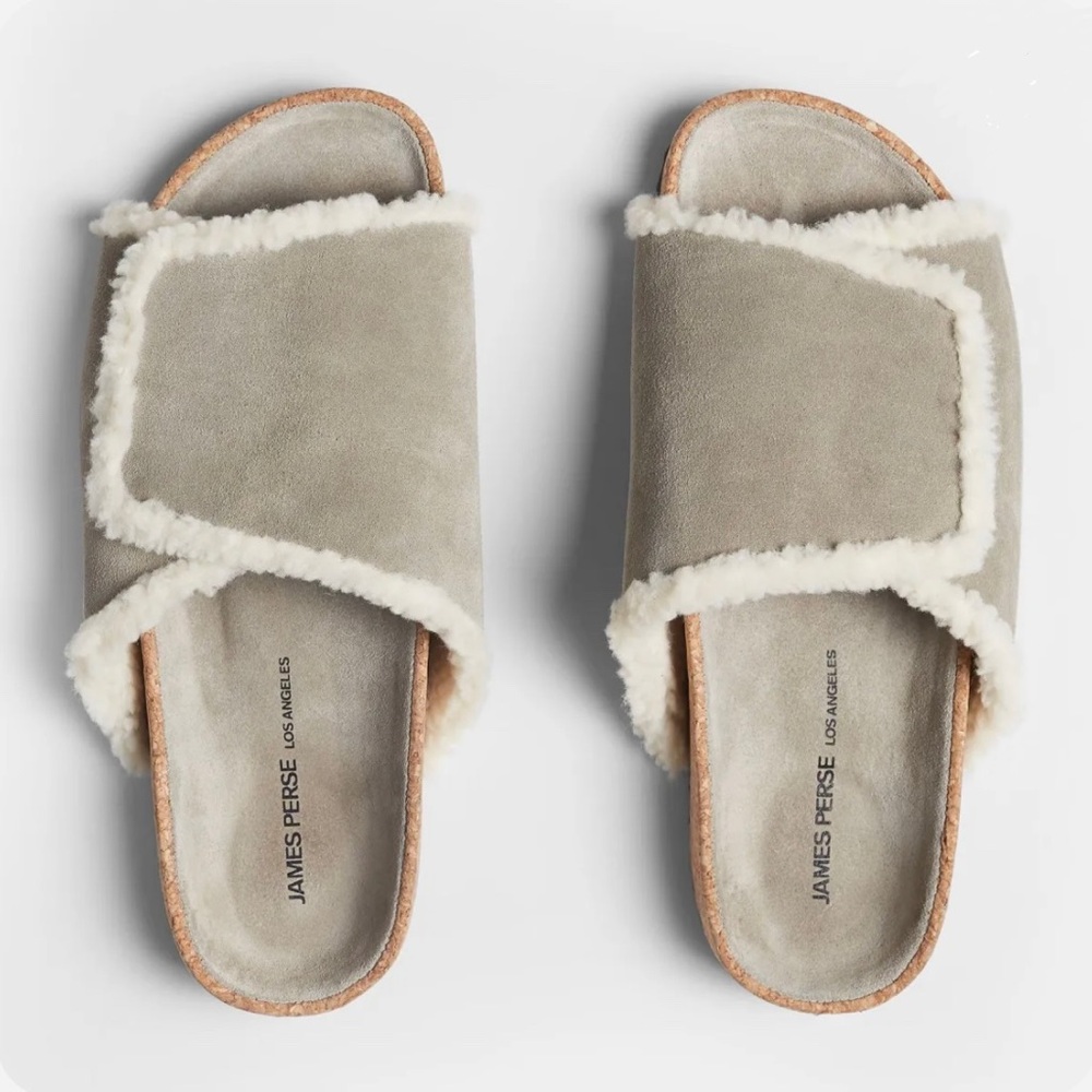 NWOT: James Perse Women's Suede Shearling Slides